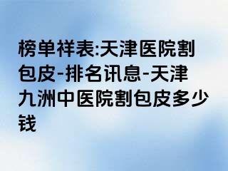 榜单祥表:天津医院割包皮-排名讯息-天津九洲中医院割包皮多少钱