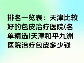 排名一览表：天津比较好的包皮治疗医院(名单精选)天津和平九洲医院治疗包皮多少钱
